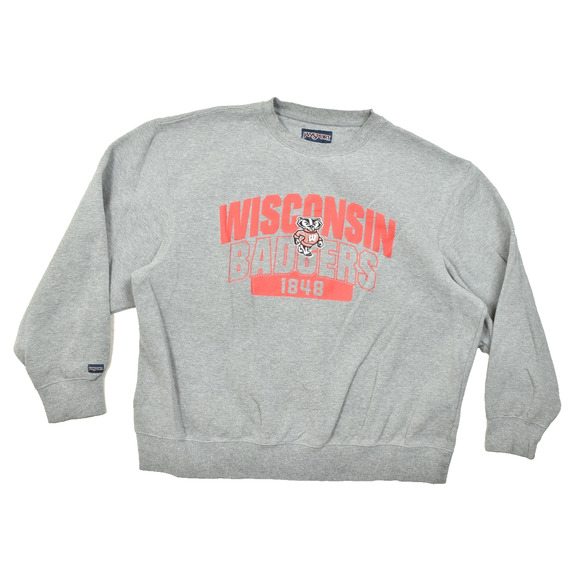 Vintage JanSport Wisconsin Badgers Crewneck Sweatshirt Gray Size 3XL Cotton - Picture 1 of 8